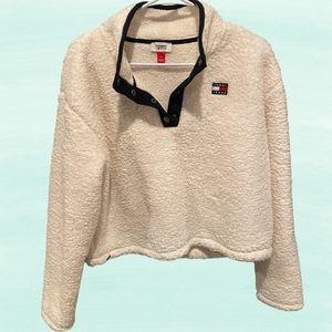 Tommy Jeans Women's Quarter Snap Pullover White Size M